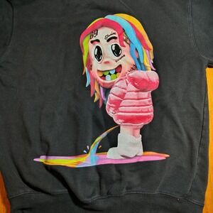 6ix9ine Hoodie Black Pullover Sweatshirt Hip Hop Rap Music Cartoon Graphic‎